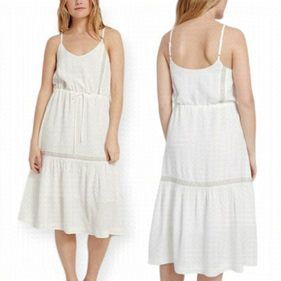 Frank & Oak Dresses & Skirts - Frank and Oak White Embroidered Cami Tiered Midi Dress SZ Small